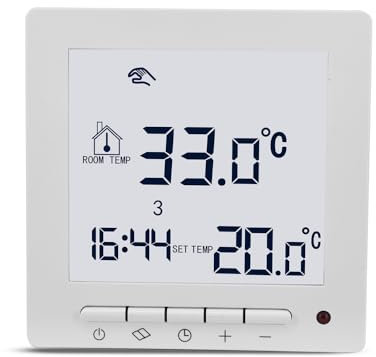 Termofol TF-H2 Thermostat Connecté Chauffage par Le Sol - Programmable Filaire Feuille Chauffante - Blanc