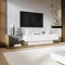 Azkoeesy TV-Schrank 170 cm in Hochglanz weiß, mit LED-Beleuchtung, 2 Schublade, Glas Ablage, Modernes TV Lowboard Kommode Fernsehschrank für Wohnzimmer (Fronten in weiß hochglänzend)
