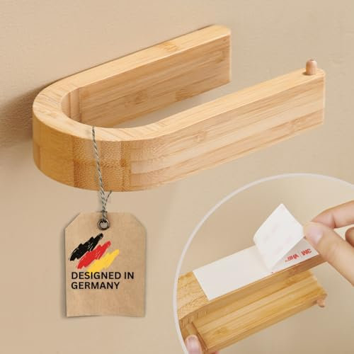 DEKAZIA® Porte Papier Toilette en Bois de Bambou - Support Mural, Distributeur, Dérouleur Adhésif - Déco