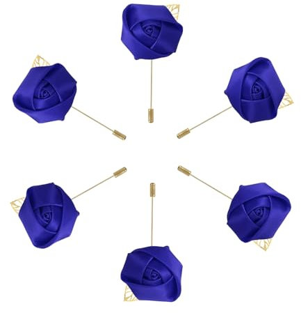 sourcing map 6 Stück Groom Anstecksträuße Rosen Anstecksträuße Pins für Herren Hochzeit Zeremonie Jubiläum Formelles Abendessen Party Dunkelblau