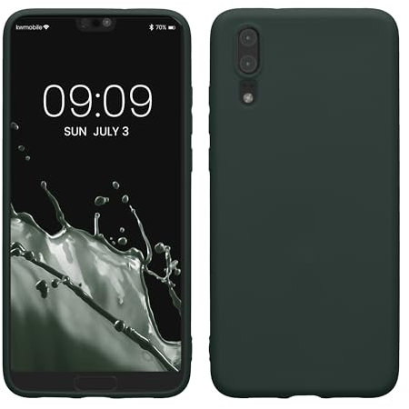 kwmobile Hülle kompatibel mit Huawei P20 Hülle - weiches TPU Silikon Case - Cover geeignet für kabelloses Laden - Moosgrün