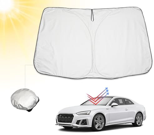 BIBIBO Audi A4 A5 Cubierta para parabrisas delantero, protección solar compatible con Audi A4 B8 B9 A5 2010-2024, cubierta de coche plegable con protección UV, parasol contra rayos UV