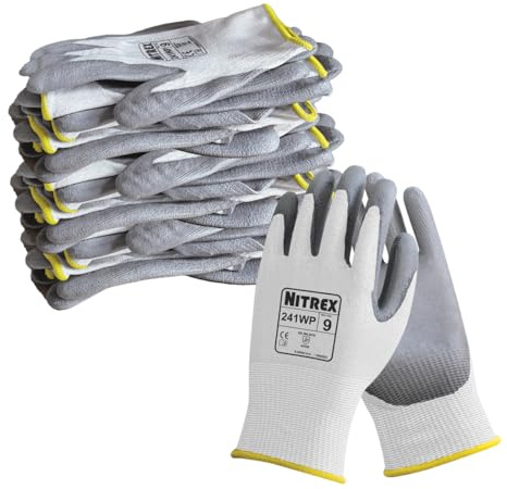NITREX 241WP 10 Paar Arbeitsschutzhandschuhe, PU-beschichtete Handfläche, Schnittfestigkeit gemäß ISO-Klasse B, hervorragende Trockengriffigkeit, Sanitized Actifresh, Größe 9 (241WP-09)