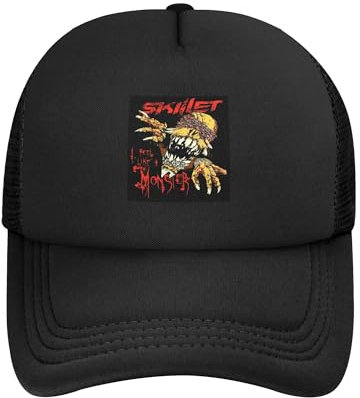 Śkillet%Rock Band mesh Baseball caps for Men Casual Adjustable 3D Print Snapback Trucker Cap Fishing Hats for Men Sun Protection Unisex Gift