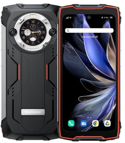 Blackview BV9300 PRO Outdoor Handy ohne Vertrag (100LM Taschenlampe), 24GB+256GB, 15080mAh Akku, 6.7'' 120Hz 2.3K Display, 64MP Kamera, IP68 Android 13 Wasserdichtes Smartphone, GPS NFC Orange