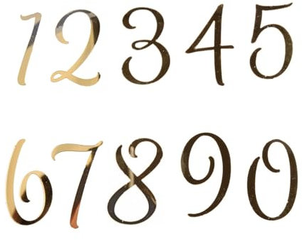 GroveEss 10PCS Acrylic 0-9 Numbers Cake Toppers,Shiny Mirrored Gold Number Birthday Party Cake Decoration Topper,DIY Cake Cupcake Decorating Supplies for Party Baby Shower Wedding Anniversary(Gold)