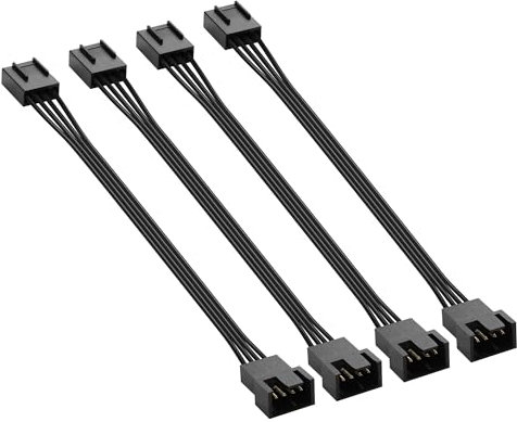 GINTOOYUN 4 Pcs 4-Pin PWM Chassis Fan Cable PC Cooling 4-Pin Female to 4-Pin Male Fan Power Extension Cable for Chassis Fans,CPU Fans etc(10.2Inch) (1 to 1)