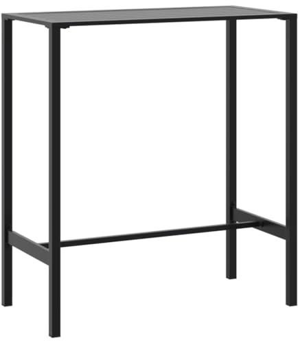 vidaXL Mesa Alta de Bar Acero Recubrimiento Polvo Negro 100x50x110 cm, Mesa de Barra de Desayuno, Mesa de Bar de Cocina, Mesa de Taburete de Bar
