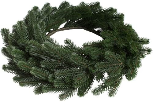 künstlicher Tannenkranz Karpaten auf Drahtring filigran, Durchmesser 40 cm, Farbe: dunkelgrün