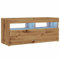 vidaXL TV Schrank, Fernsehtisch mit Stauraum LED-Leuchten, Lowboard für Fernseher, Fernsehschrank für Wohnzimmer, Artisan-Eiche Holzwerkstoff