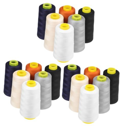 DIYEAH 3 Set Di Rocchetti Di Filo Da Cucito in Poliestere Assortiti Da 3000 Iarde Versatili Per Progetti Di Cucito A Macchina E A Mano 6 Pezzi * 3