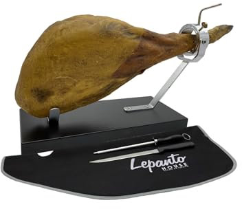 FERRETERIA LEPANTO Jamonero Giratorio Fijo, Soporte jamonero Fijo con Cabezal Giratorio y Base de Color Negro. (Set Negro)