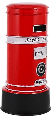 BESTonZON 1 PC Piggy Bank Decoration Pillar-box Piggy Bank Toy Container Mailbox Figurine Piggy Bank Coin Jar Housewarming Household Decor Coins Iron Piggy Bank Red