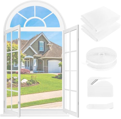 Mosquitera para Ventana 2 Set - 150 x 180 CM - BLANCA, No es Necesario Taladrar, CON Cúter, Adhesivo, Se Puede Cortable DIY