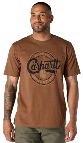 Carhartt Relaxed Fit Lightweight Short-Sleeve Logo Graphic T-Shirt Red Duck Heather (UK, Alpha, XXL, Regular, Regular)