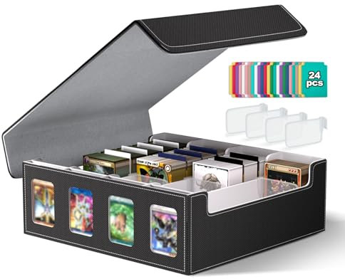 JUOIFIP Caja de Cartas para MTG, Card Deck Box para 2400+ Cartas Con Compartimento, Separación magnética con Cuero de PU para Cartas de Magic Commander TCG