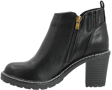 Corkys Footwear Rocky Top Bootie, Featuring a 3 Inch Heel, Soft Cushioned EVA Insoles for All Day Wear, Two Functional Zippers On Each Side, And A Pull On Loop, Black, Size 8
