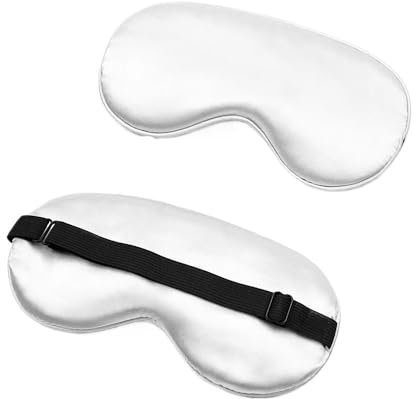 Seide Augenmaske zum Schlafen gesteppt Augenschutz Patch Schlafmaske Augenmaske Augenbänder Reise Entspannung Ruhe Frauen Männer (weiß)