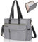 Estarer Women Teacher Tote Bag 2Pcs, 15.6inch Teacher Computer Bag with Expandable File Organiser,Laptop Work Bag with Insulated Pocket for Office/Travel/College,Grey