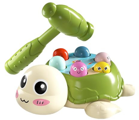 Whack Mole Game, Turtle Hammering and Pounding Toys, Developmental Interactive Learning Toy, Cute Whack-a-Mole Game for Preschool Kids Baby Girl, 7.68x6.3x2.72 Inches
