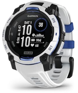 Garmin Instinct 3 Solar, 45mm, Smartwatch GPS Ultra Resistente, Whitestone | isplay SOLAR, GPS Multi-band, 10ATM, Torcia LED, 90+ App per lo Sport, Pay, Connect IQ, Autonomia 28 giorni