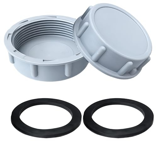 2 Stück Kunststoff-Endkappen, Verschlusskappe mit Innengewinde und Dichtung, für Waschmaschinen, Küchen, Bade- und Abwasserrohre (45 mm)