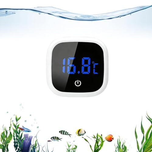Thermomètre Numérique Sans Fil pour Aquarium, Écran LED Tactile | Précision ± 1°C, Blanc, Idéal pour Aquariophilie, Poissons Combattants et Tous Aquariums