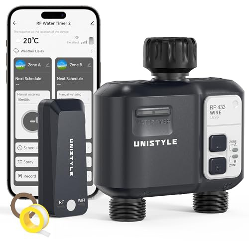 Centralina Irrigazione WiFi 2 Vie | Irrigazione Giardino Semplice Tramite APP, 5 Programmi di Irrigazione Indipendenti, Smart Timer, Programmatore Irrigazione Automatico a Doppia Modalità