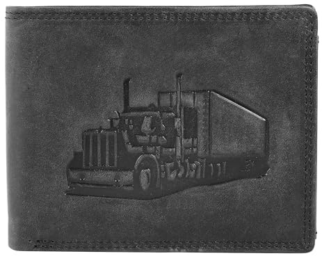 Akzent Geldbörse für Herren aus Leder in Schwarz, Geldbeutel mit Druckknopf in 9 x 12 x 2 cm