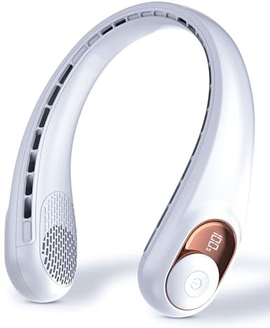 TUNISE Neck Fan, Personal Fan with LED Display, USB-C Rechargeable, 4000mAh-Battery, 3-Speed Adjustment & Whisper-Quiet Operation, Perfect for Home, Travel, Sports