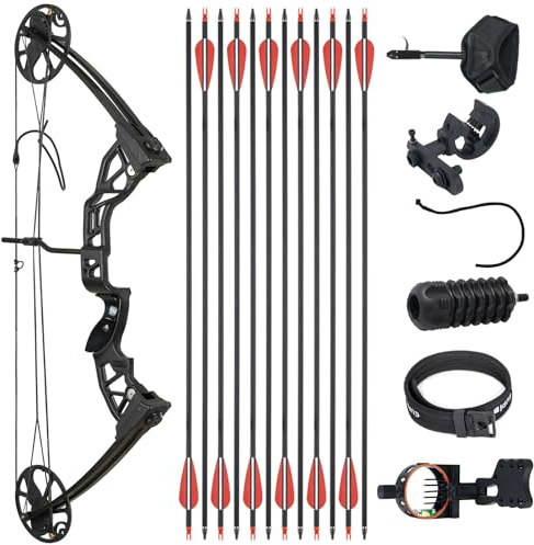 Ready to Hunt Compound Bow Package for Adults,20-70 Lbs Draw Weight, No Bow Press Needed,19”-30” Draw Length,Right Hand Archery Compound Bows Draw Weight Adjustable,Hunting Bow Kit for Beginner