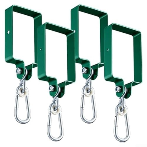 Green Metal Swing Bracket Set for 4x6 Inch Wooden Beam, Heavy Duty Steel Hanger Hooks for Outdoor Playset Repair and Assembly, Garden Accessories(4pcs)