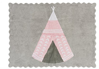 Ideenreich 2399 Teppich 100% Baumwolle Indianer maschinenwaschbar 120 x 160 cm, rosa