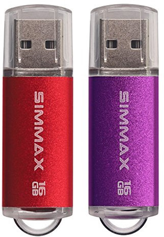 Clé USB 16 Go Lot de 2 Mémoire Stick USB 2.0 Flash Drive Pivotant Stockage Disque Pendrive par SIMMAX (16Go Rouge Violet)