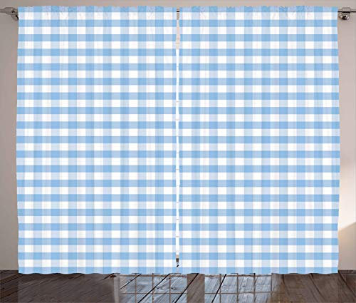 ABAKUHAUS Kariert Rustikaler Gardine, Pastell Reihen-Weinlese, Schlafzimmer Kräuselband Vorhang mit Schlaufen und Haken, 280 x 175 cm, Weiß