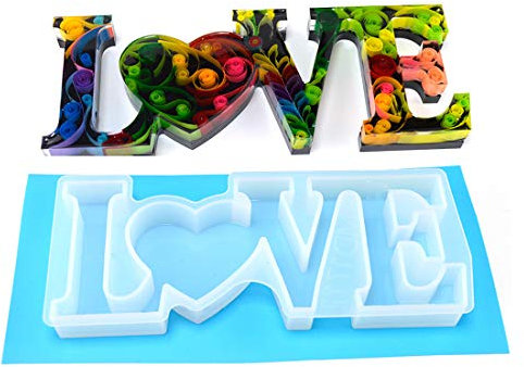 FineInno Moule Love Resine Led Moulle Resine Love Mold Kit Moule Résine Epoxy Moule Silicone Lettres Resin Molds