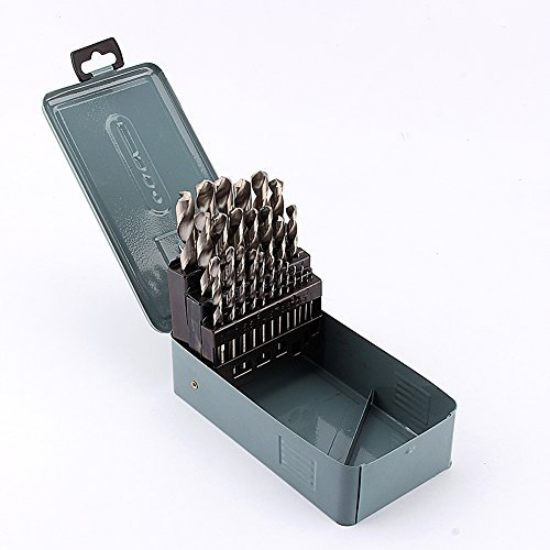 Wakects 25Pcs HSS Drill Bit Set, 1mm-13mm Twist Drill Bit HSS Titanium Coated Steel Masonry Drill Bit Electrical Drilling Tool for Drilling Metal Holes, Cast Iron