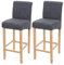 Mendler 2er-Set Barhocker HWC-C33, Barstuhl Tresenhocker, Holz - dunkelgrau, helle Beine, Stoff/Textil