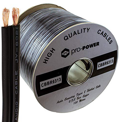 kenable Twin OFC Individually Lap Screened/Shielded Audio Speaker Cable Black 100m Reel [100 metres]