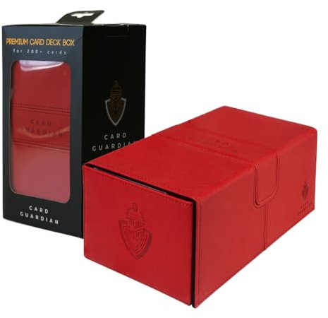 Card Guardian – Premio Double Deck Box capacita 200 Carte Collezionabili e Figurine - Grande - Deck Box Senza PVC (Rosso)