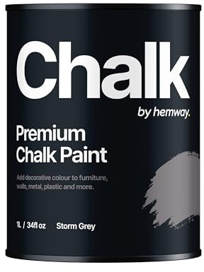 Hemway - Premium Chalk Paint - Storm Grey 1 L | Chalky Matt Shabby Chic Finish for Interior Furniture & Walls | Quick Dry & 1 Coat