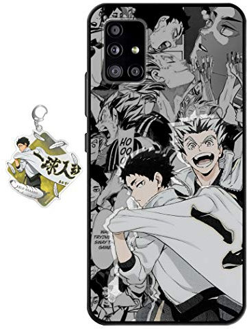 Staremeplz Hülle für Samsung Galaxy A51 Anime Handyhülle [Mit Schlüsselbund] Cartoons Volleyball Junior Silikon Sanft Bumper Case Hülle für Samsung Galaxy A51