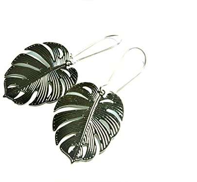 Ohrringe Blatt Blätter Monstera Silber 925 Ohrhaken