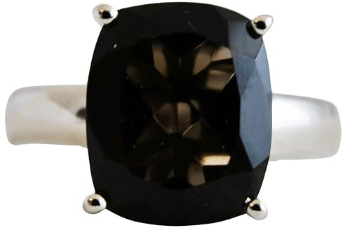 Rauchquarz Sterling Silber Ring - Natürlicher Edelstein - Geburtstagsgeschenk - Weihnachtsgeschenk - Handgefertigte Geschenkideen für Frauen (Größe: US Size 9 / Diameter 19)