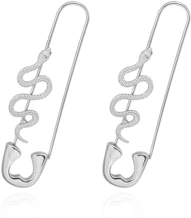 Sicherheitsnadel-Ohrringe für Damen, 14 Karat Gold, Schlangenohrringe, Sicherheitsnadel-Creolen für Teenager, Mädchen, Büroklammer-Ohrringe für Männer, Kupfer, Autre