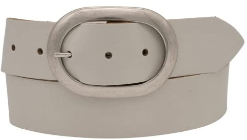 AnnaMatoni Damen Leder Gürtel mit Ovale Schließe Vollrindleder 4cm breit Vollleder ECHT LEDER (TW95 - weiß 104)