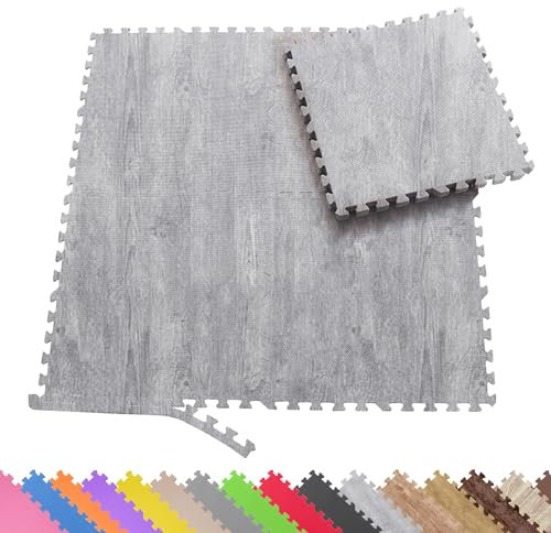 Sporttrend 24® 24 Schutzmatten + 48 Randstücke Set Farbwahl 60x60x1cm | 8,64qm | Bodenschutzmatte Sportmatte Gymnastikmatte Puzzlematte Fitnessmatte Unterlegmatte Trainingsmatte Yogamatte grau hmw003