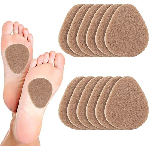 12 Pieces Felt Metatarsal Pads Metatarsal Foot Pads Ball of Foot Cushion Forefoot Support Pads for Foot Pain Relief Women Men (Skin Tone)