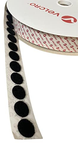 VELCRO® Marca Black Stick On Monedas a elección de gancho y bucle de 22 mm, almohadillas adhesivas de doble cara, monedas adhesivas, puntos adhesivos fuertes (1000 monedas (rollo completo))
