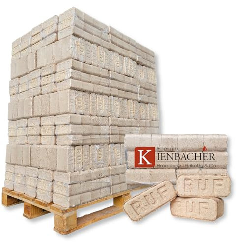 RUF Hartholzbriketts 500kg Palette 50 x 10kg RUF Briketts Brenn Kamin Ofen Heiz Holz Gluthalter Brennholz Premium Öko Briketts | Energie Kienbacher